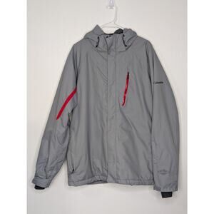 Columbia Jacket Mens Large Gray Omni-Tech Hooded Rain Waterproof